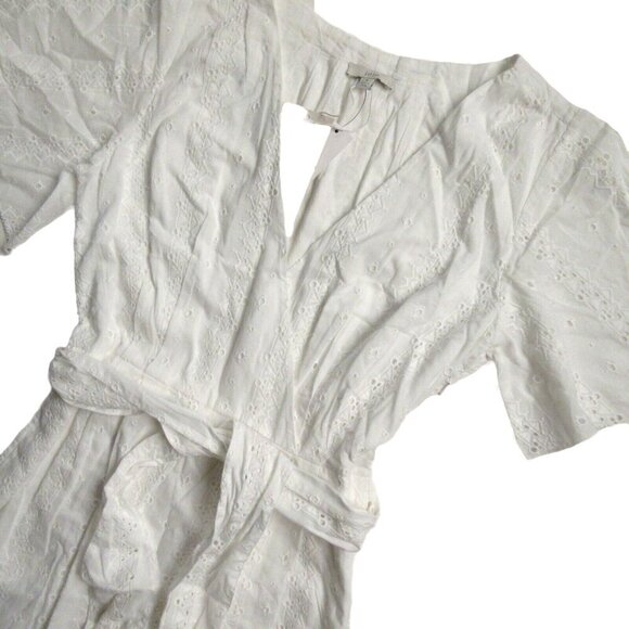 NWT Joie Azariah Midi in Clean White Embroidered Eyelet Faux Wrap Dress 2 $348 - Picture 7 of 9